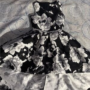 Floral Black and White Kids Dress
